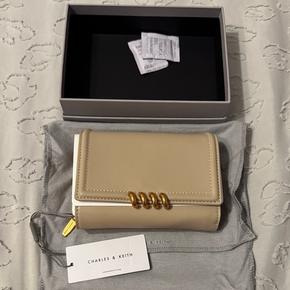 Charles & Keith Elegant Gray Box with Soft Pouch
